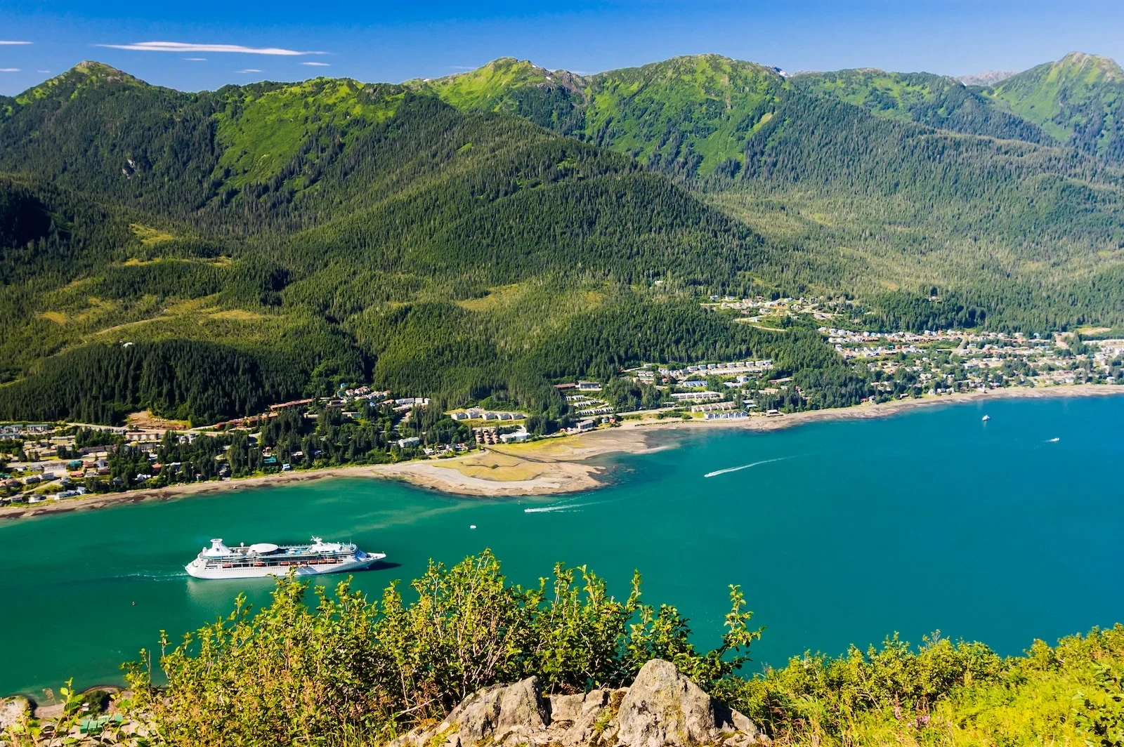 Juneau, Alaska waterfront framed by mountains