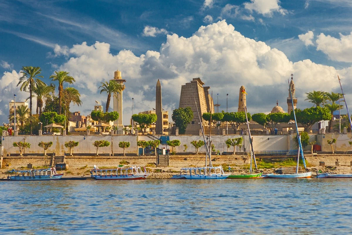 Ancient Egyptian temple beside the Nile near Luxor